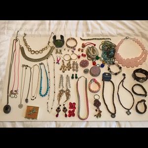 Lot of Costume Vintage Leather Drusy Jewelry